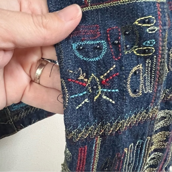 Chico’s Design Y2K Embroidered Denim Jean Jacket - Picture 12 of 14